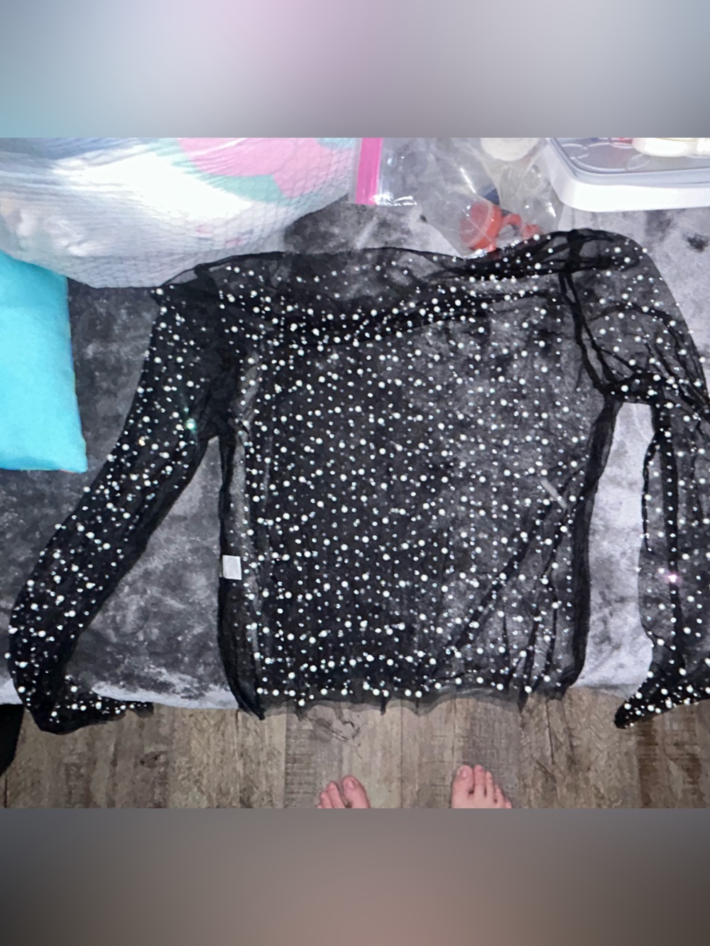 Sheer Black Beaded Top